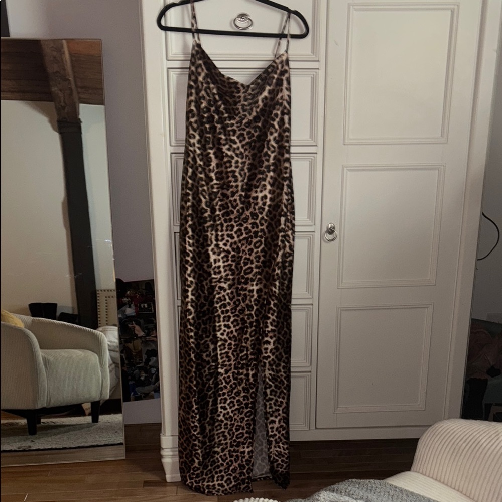 Fashion Nova Black and Brown Bodycon Maxi Dress
